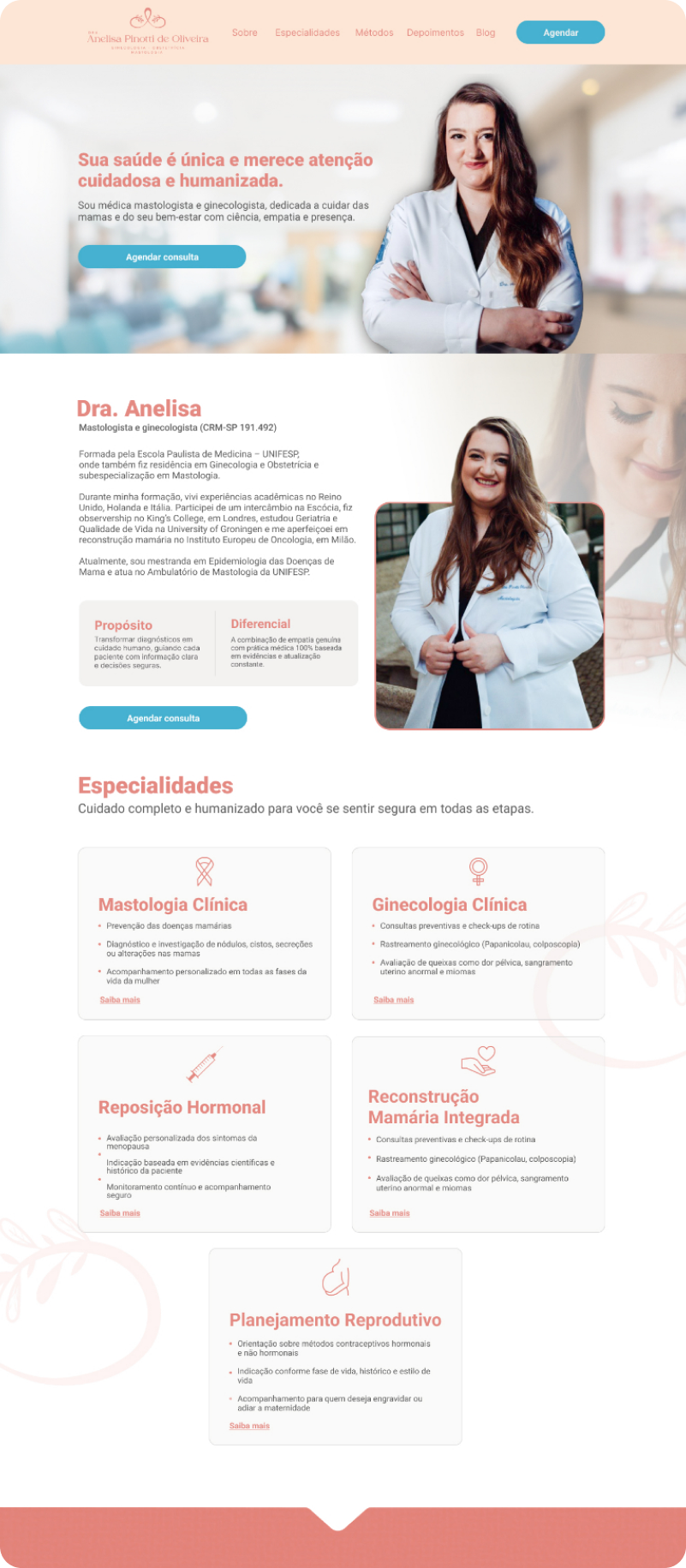 site institucional one page mastologista